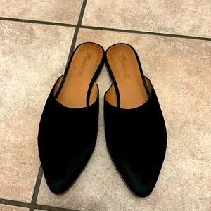 Madewell Remi Black Suede Pointed Toe Slip On Mule Flats Slip On Size 7.5